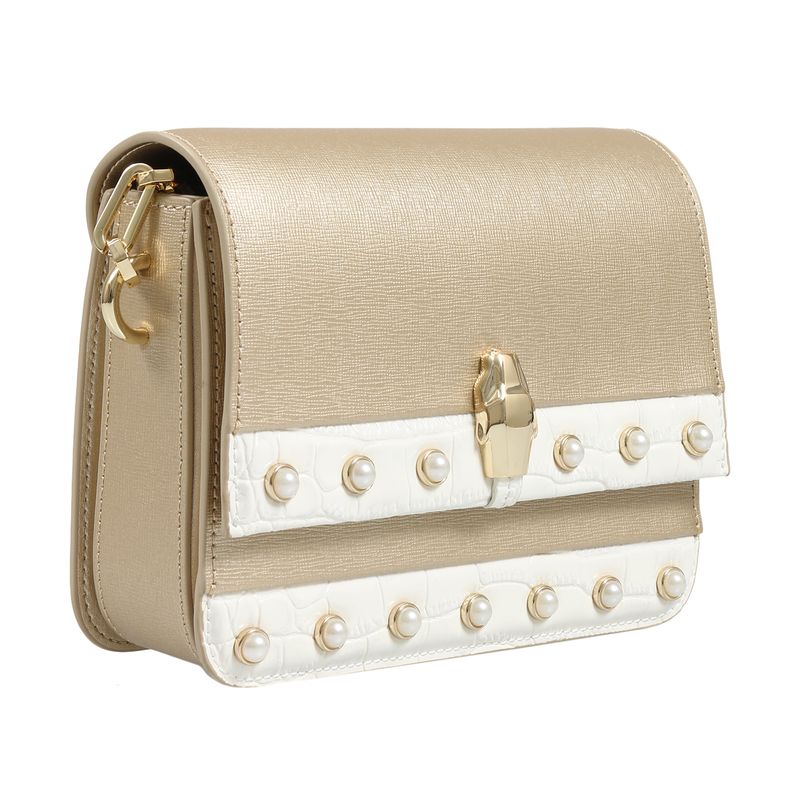 Roberto Cavalli Hxlpay F92 Gold/White Shoulder Bag